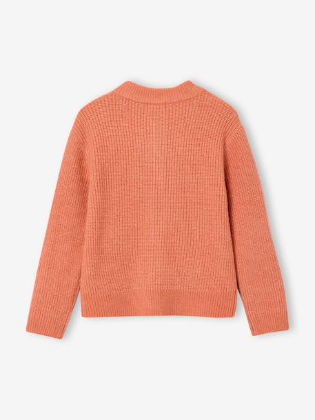 Vestje voor meisjes van fijn, schuimig breisel gemêleerd grijs+koraal+pioenroos - vertbaudet enfant 
