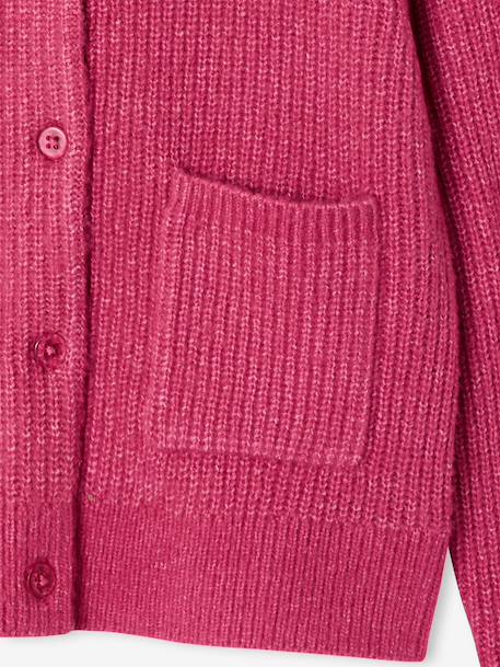 Vestje voor meisjes van fijn, schuimig breisel gemêleerd grijs+koraal+pioenroos - vertbaudet enfant 