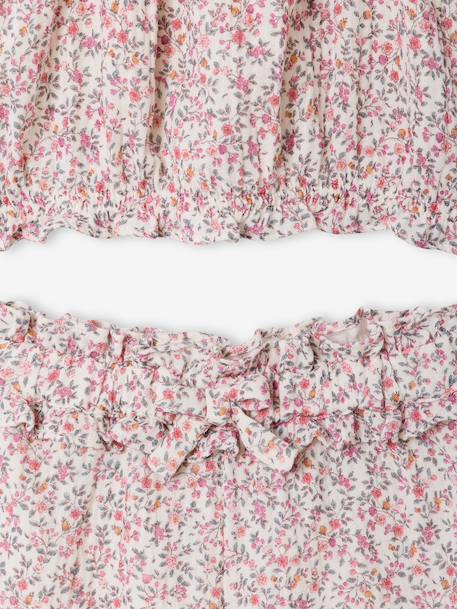 Meisjesset short met bloemenprint wit, bedrukt - vertbaudet enfant 