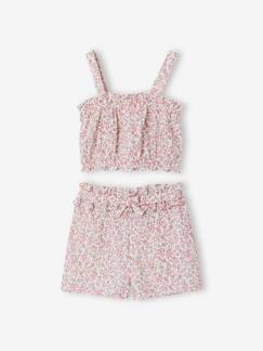 -Meisjesset short met bloemenprint