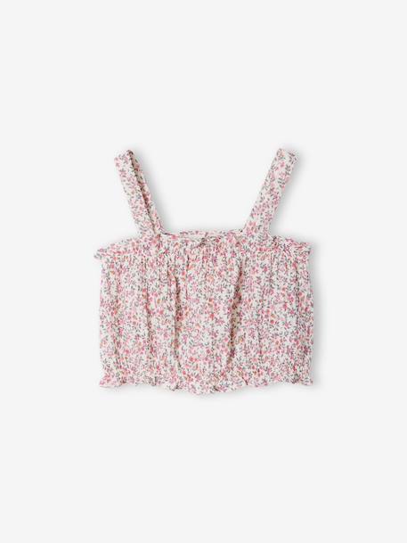 Meisjesset short met bloemenprint wit, bedrukt - vertbaudet enfant 