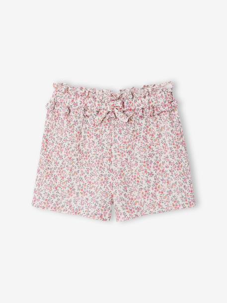 Meisjesset short met bloemenprint wit, bedrukt - vertbaudet enfant 