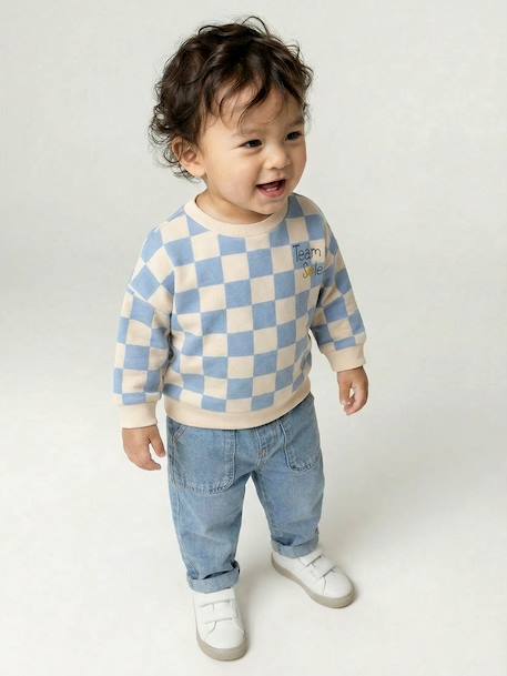 Baby sweater voor jongens 'Team Soleil' grijsblauw - vertbaudet enfant 