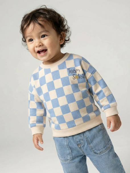 Baby sweater voor jongens 'Team Soleil' grijsblauw - vertbaudet enfant 