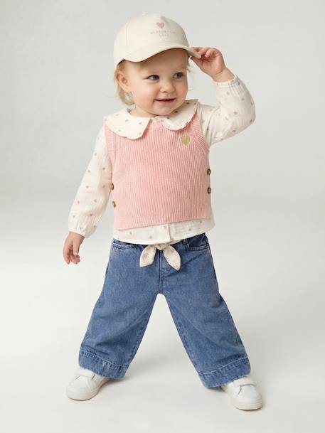 Vertbaudet wijde babybroek met bindceintuur double stone - vertbaudet enfant 