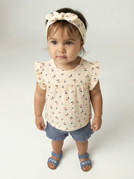 Babyset voor meisjes T-shirt short heupband leiblauw - vertbaudet enfant 