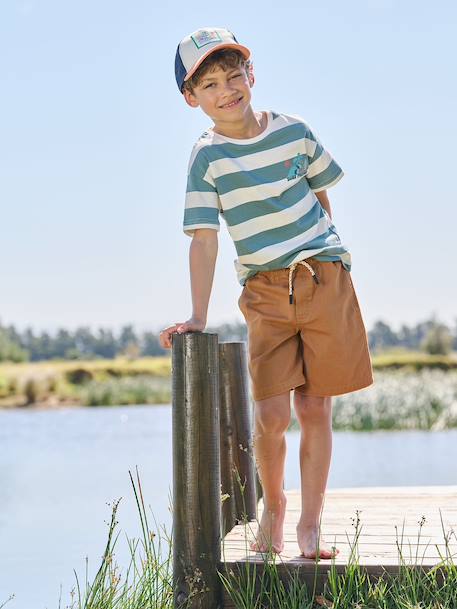 Bermuda jongens in twill antraciet+kameel - vertbaudet enfant 