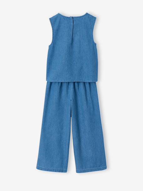 Set met korte broek en top van licht denim middenblauw - vertbaudet enfant 