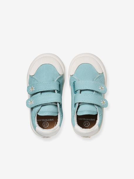 Stoffen tennisschoenen met klittenband voor babymeisjes groen madeliefjesprint+ijsblauw+paars, bedrukt+roze, bedrukt+veel roze+WIT - vertbaudet enfant 