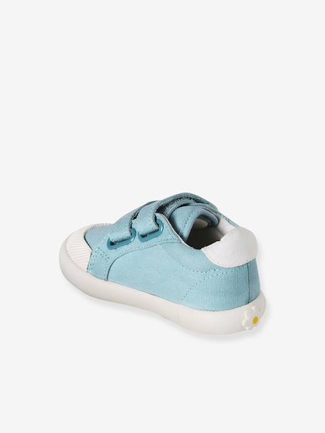 Stoffen tennisschoenen met klittenband voor babymeisjes groen madeliefjesprint+ijsblauw+paars, bedrukt+roze, bedrukt+veel roze+WIT - vertbaudet enfant 