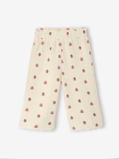 -Wijde broek voor babymeisjes van katoengaas