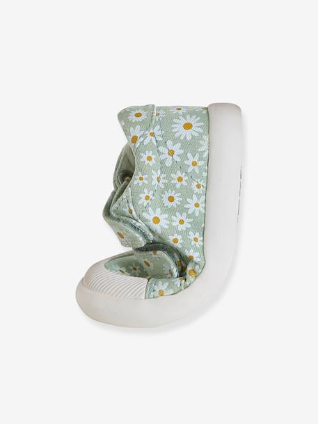 Stoffen tennisschoenen met klittenband voor babymeisjes groen madeliefjesprint+ijsblauw+paars, bedrukt+roze, bedrukt+veel roze+WIT - vertbaudet enfant 
