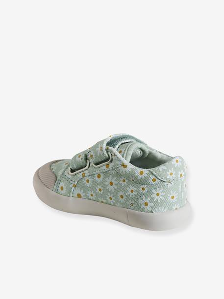 Stoffen tennisschoenen met klittenband voor babymeisjes groen madeliefjesprint+ijsblauw+paars, bedrukt+roze, bedrukt+veel roze+WIT - vertbaudet enfant 