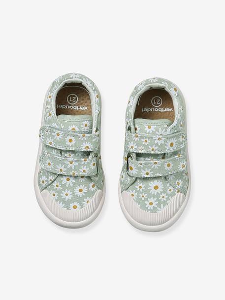 Stoffen tennisschoenen met klittenband voor babymeisjes groen madeliefjesprint+ijsblauw+paars, bedrukt+roze, bedrukt+veel roze+WIT - vertbaudet enfant 