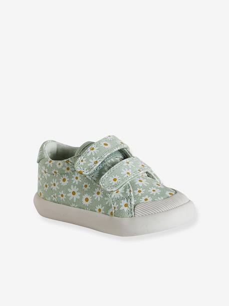 Stoffen tennisschoenen met klittenband voor babymeisjes groen madeliefjesprint+ijsblauw+paars, bedrukt+roze, bedrukt+veel roze+WIT - vertbaudet enfant 