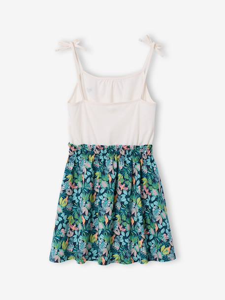 Meisjesjurk met fijne bretels marineblauw+oudroze - vertbaudet enfant 