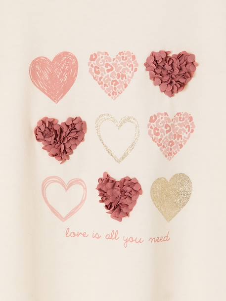 T-shirt met korte mouwen met hartjes ecru - vertbaudet enfant 