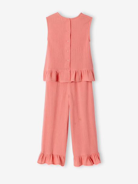 Set met blouse en broek met ruches koraal - vertbaudet enfant 