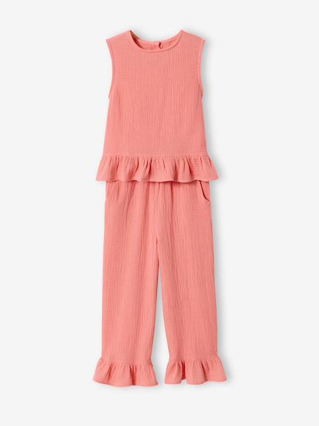 Set met blouse en broek met ruches koraal - vertbaudet enfant 