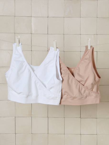 Set met 2 naadloze microvezel voedingsbeha's beige+inkt+Set antraciet/zwart - vertbaudet enfant 
