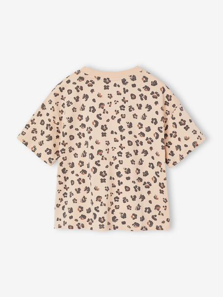 Bedrukt meisjesshirt met korte mouwen antraciet+beige+lichtgeel+zandbeige - vertbaudet enfant 