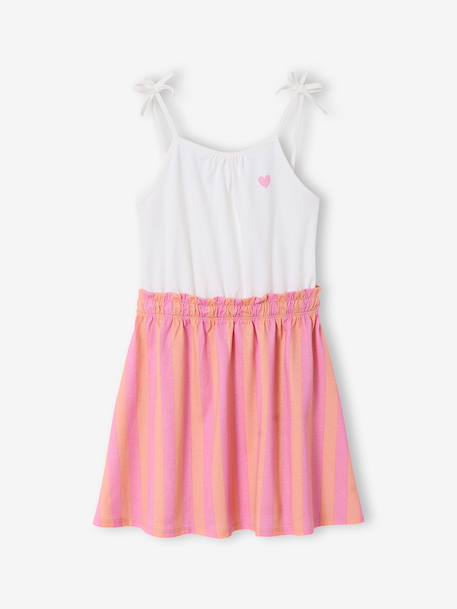 Meisjesjurk met fijne bretels marineblauw+oudroze - vertbaudet enfant 