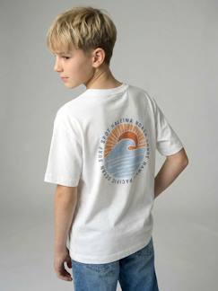 Jongens-T-shirt met motief voor/achter, gewassen effect JONEN