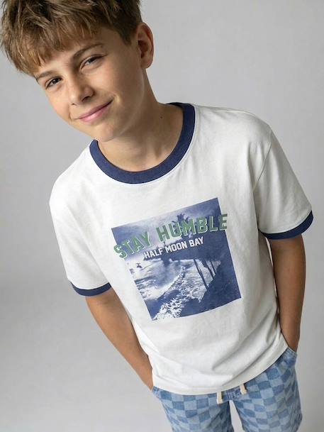 T-shirt met korte mouwen met fotoprint wit - vertbaudet enfant 