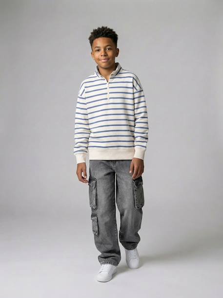 Denim loose battle jongensbroek denimgrijs+gebleekt denim - vertbaudet enfant 