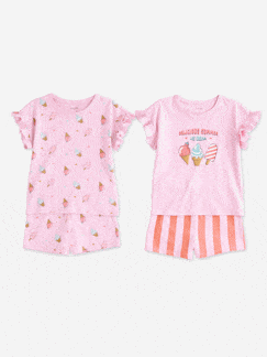 -Set van 2 pyjama short met korte mouwen voor meisjes