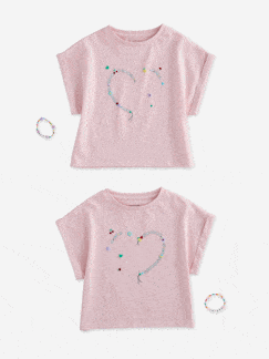 Meisje-T-shirt, souspull-Set T-shirt en armbanden beste vrienden