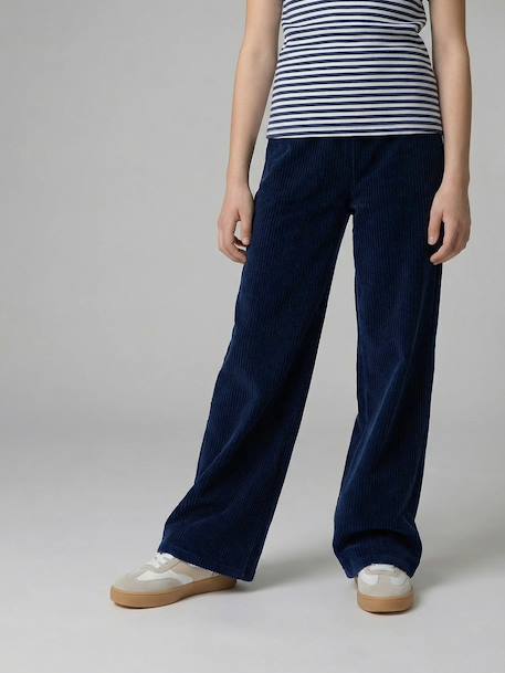 Wijde broek fluweel / velours marineblauw - vertbaudet enfant 