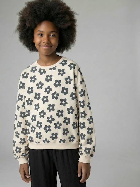 Sweater met wijde pasvorm bruin+marineblauw+vanille - vertbaudet enfant 