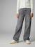 Wijde broek denim voor meisjes denimgrijs+lichtblauw+middenblauw - vertbaudet enfant 