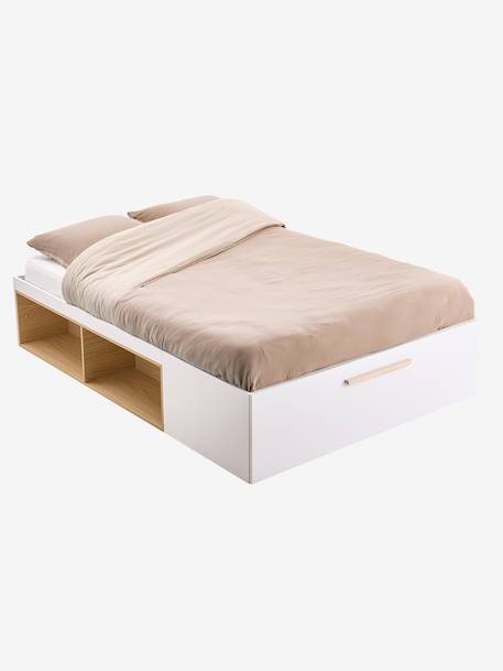 Tweepersoonsbed met opbergruimte 140x190cm wit - vertbaudet enfant 