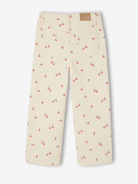 Wijde broek voor meisjes met kersen van katoen vanille - vertbaudet enfant 