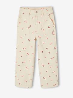 -Wijde broek voor meisjes met kersen van katoen