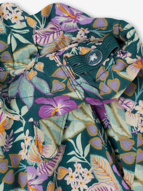 Wijde meisjesbroek met bloemenprint groen+vanille - vertbaudet enfant 