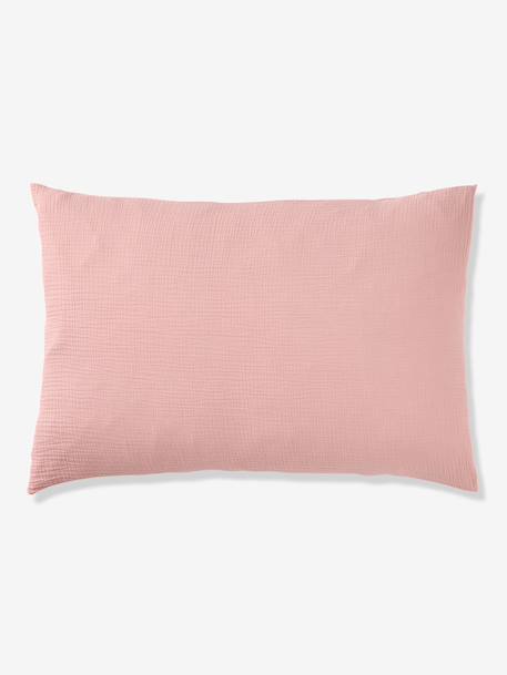 Bedset dekbedovertrek en kussensloop in Ã©Ã©n kleur oudroze+saliegroen - vertbaudet enfant 