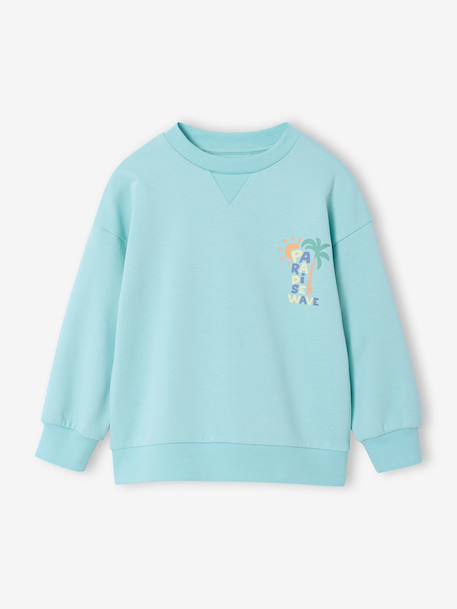 Sweater met ronde hals en lange mouwen blauwgroen+lichtgeel+mango - vertbaudet enfant 