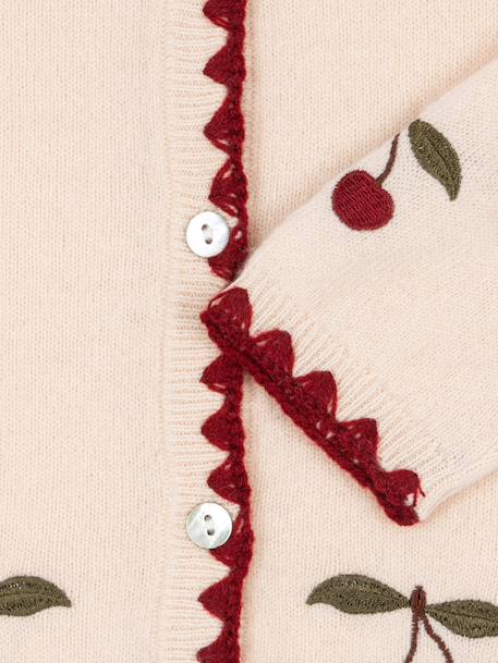 Vest met geborduurde kersen beige - vertbaudet enfant 