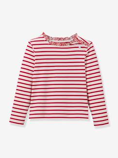 Meisje-T-shirt met lange mouwen en strepen