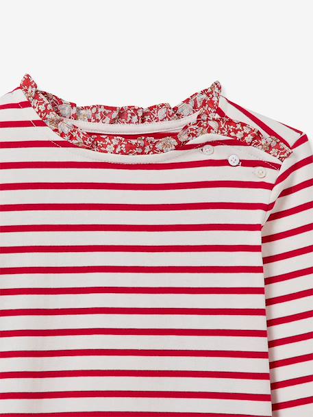 T-shirt met lange mouwen en strepen rood - vertbaudet enfant 