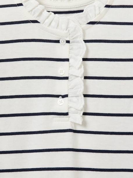 T-shirt met strepen en lange mouwen voor meisjes marineblauw - vertbaudet enfant 