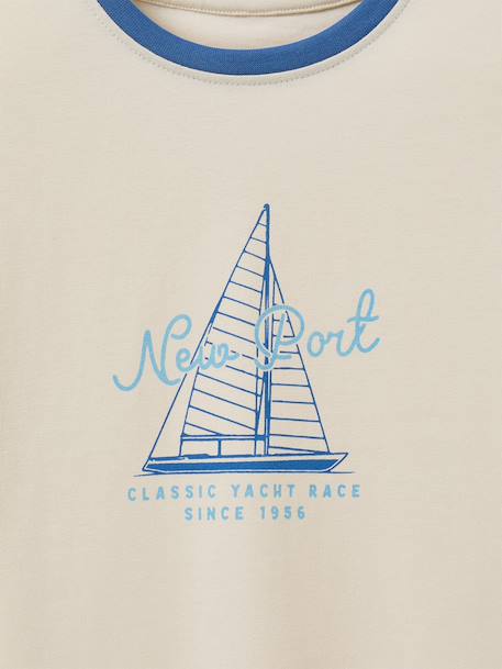 T-shirt met contrasterende kraag voor jongens ecru - vertbaudet enfant 