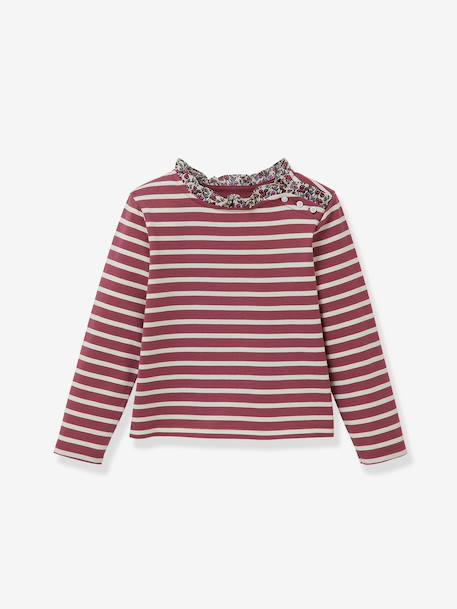 T-shirt matroos voor meisjes Liberty stof biologisch katoen CYRILLUS paars, bedrukt+roze, bedrukt - vertbaudet enfant 