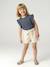 Meisjesshort in paperbag-stijl ecru+rozen - vertbaudet enfant 