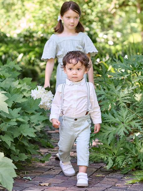 Babybroekje met afneembare bretels saliegroen - vertbaudet enfant 