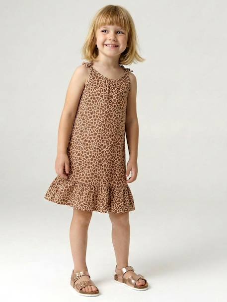 Jurk voor meisjes, dunne bretels, jersey beige - vertbaudet enfant 