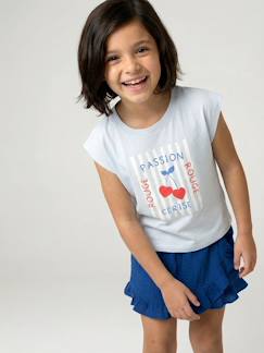 Meisje-T-shirt, souspull-T-shirt voor meisjes, cropped, korte mouwen met schoudervulling